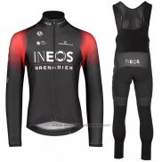 2022 Fietskleding INEOS Grenadiers Rood Zwart Lange Mouwen en Koersbroek