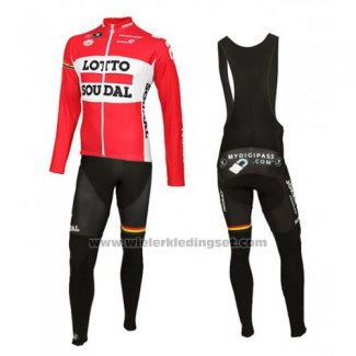 2016 Fietskleding Lotto Soudal Wit en Rood Lange Mouwen en Koersbroek