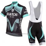 2017 Fietskleding Bianchi Milano Zwart en Groen Korte Mouwen en Koersbroek