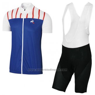 2017 Fietskleding Coq Sportif Tour de France Blauw en Wit Korte Mouwen en Koersbroek