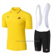 2017 Fietskleding Coq Sportif Tour de France Geel Korte Mouwen en Koersbroek