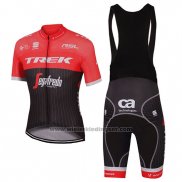 2017 Fietskleding Trek Segafredo Zwart en Rood Korte Mouwen en Koersbroek