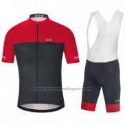 2018 Fietskleding Gore C3 Optiline Rood en Zwart Korte Mouwen en Koersbroek