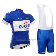 2018 Fietskleding Quick Step Floors Blauw en Wit Korte Mouwen en Koersbroek