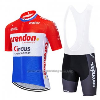 2019 Fietskleding Corendon Circus Rood Wit Blauw Korte Mouwen en Koersbroek