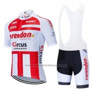 2019 Fietskleding Corendon Circus Rood Wit Korte Mouwen en Koersbroek