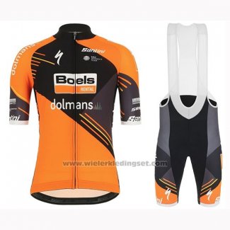 2019 Fietskleding Vrouw Boels Dolmans Oranje Korte Mouwen en Koersbroek