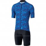 2020 Fietskleding Shimano Blauw Korte Mouwen en Koersbroek(1)