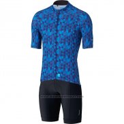 2020 Fietskleding Shimano Blauw Korte Mouwen en Koersbroek(1)