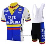 2021 Fietskleding Colombia Blauw Wit Korte Mouwen en Koersbroek