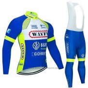 2021 Fietskleding Wanty-gobert Cycling Team Blauw Wit Geel Lange Mouwen en Koersbroek