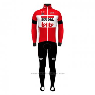 2022 Fietskleding Lotto Soudal Rood Lange Mouwen en Koersbroek