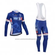 2014 Fietskleding FDJ Blauw Lange Mouwen en Koersbroek