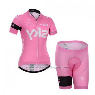 2015 Fietskleding Vrouw Sky Fuchsia Korte Mouwen en Koersbroek