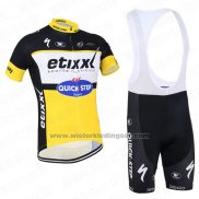 2016 Fietskleding Etixx Quick Step Zwart en Geel Korte Mouwen en Koersbroek