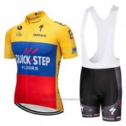 2018 Fietskleding Quick Step Floors Geel Blauw Rood Korte Mouwen en Koersbroek