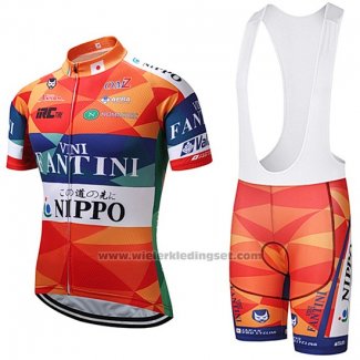 2018 Fietskleding Vini Fantini Oranje en Blauw Korte Mouwen en Koersbroek