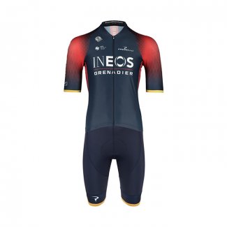 2022 Fietskleding INEOS Grenadiers Diep Blauw Rood Korte Mouwen en Koersbroek