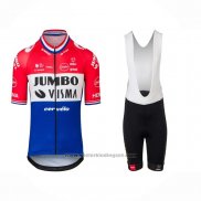 2022 Fietskleding Jumbo Visma Rood Wit Blauw Korte Mouwen en Koersbroek