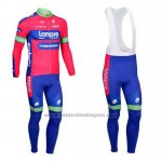 2012 Fietskleding Lampre Merida Roze en Azuur Lange Mouwen en Koersbroek