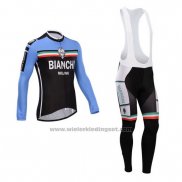 2014 Fietskleding Bianchi Zwart en Azuur Lange Mouwen en Koersbroek