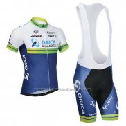 2014 Fietskleding Orica GreenEDGE Wit en Blauw Korte Mouwen en Koersbroek