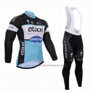 2015 Fietskleding Etixx Quick Step Zwart en Wit Lange Mouwen en Koersbroek