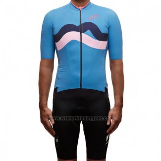 2017 Fietskleding Maap Fat Stripe Blauw Korte Mouwen en Koersbroek