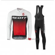 2017 Fietskleding Scott Wit en Rood Lange Mouwen en Koersbroek