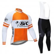 2019 Fietskleding Bic Wit Oranje Lange Mouwen en Koersbroek