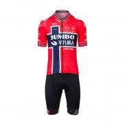 2022 Fietskleding Jumbo Visma Rood Blauw Korte Mouwen en Koersbroek