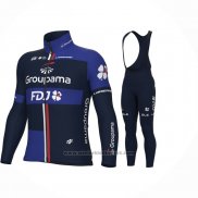 2023 Fietskleding Groupama-FDJ Diep Blauw Lange Mouwen en Koersbroek