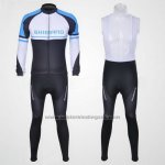 2011 Fietskleding Shimano Blauw en Wit Lange Mouwen en Koersbroek