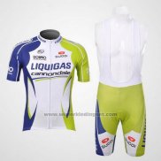 2012 Fietskleding Liquigas Cannondale Groen en Wit Korte Mouwen en Koersbroek