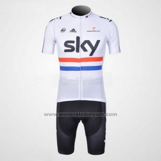 2012 Fietskleding Sky Kampioen Regno Unito Zwart en Wit Korte Mouwen en Koersbroek