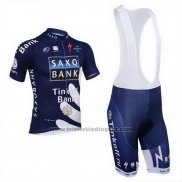 2013 Fietskleding Tinkoff Saxo Bank Blauw en Wit Korte Mouwen en Koersbroek