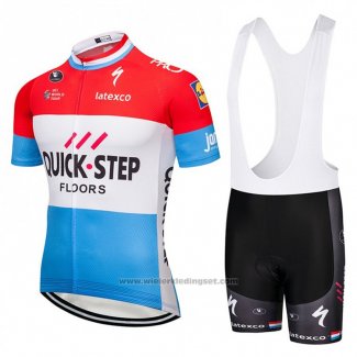 2018 Fietskleding Quick Step Floors Rood Wit Blauw Korte Mouwen en Koersbroek