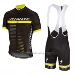 2018 Fietskleding Specialized Zwart Geel Korte Mouwen en Koersbroek