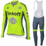 2018 Fietskleding Tinkoff Geel Lange Mouwen en Koersbroek