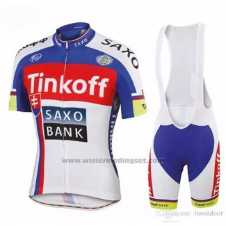 2018 Fietskleding Tinkoff Saxo Bank Rood Blauw Korte Mouwen en Koersbroek