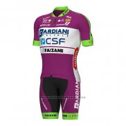 2022 Fietskleding Bardiani Csf Faizane Groen Violet Korte Mouwen en Koersbroek