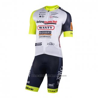 2022 Fietskleding Wanty-gobert Cycling Team Wit Blauw Korte Mouwen en Koersbroek