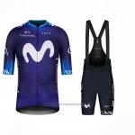 2023 Fietskleding Movistar Blauw Wit Korte Mouwen en Koersbroek