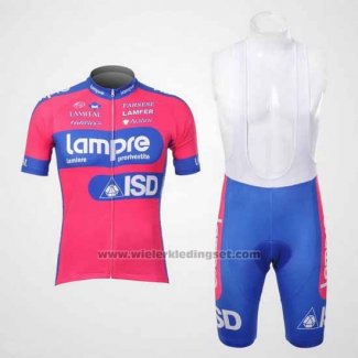 2012 Fietskleding Lampre ISD Roze en Azuur Korte Mouwen en Koersbroek