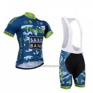 2015 Fietskleding Tinkoff Saxo Bank Azuur en Blauw Korte Mouwen en Koersbroek