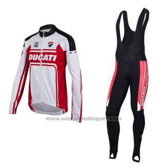 2016 Fietskleding Ducati Wit en Rood Lange Mouwen en Koersbroek