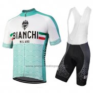 2018 Fietskleding Bianchi Attone Wit en Groen Korte Mouwen en Koersbroek