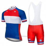 2018 Fietskleding FDJ Blauw Wit Rood Korte Mouwen en Koersbroek