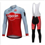 2018 Fietskleding Katusha Alpecin Rood Lange Mouwen en Koersbroek