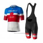 2020 Fietskleding Castelli Blauw Rood Wit Korte Mouwen en Koersbroek